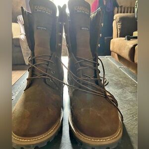 Basically brand new, worn maybe 3 hours. Steel toe work boots.